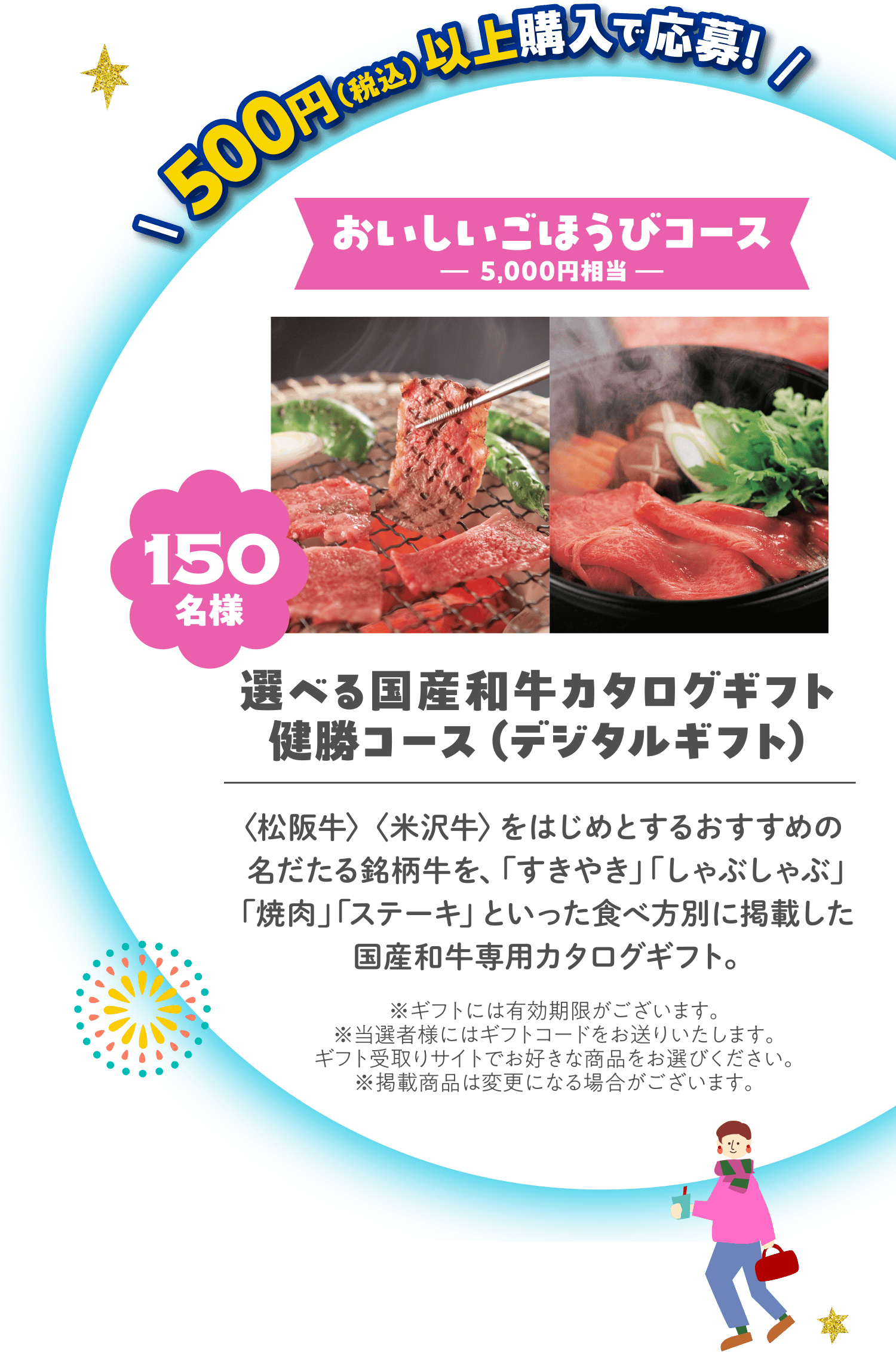 500円（税込）以上購入で応募!「おいしいごほうびコース　5,000円相当」150名様 選べる国産和牛カタログギフト 健勝コース（デジタルギフト）